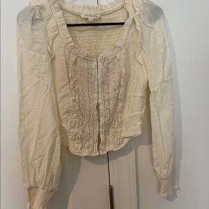 Shop The Muse NWOT Ivory Lace-Front  Blouse